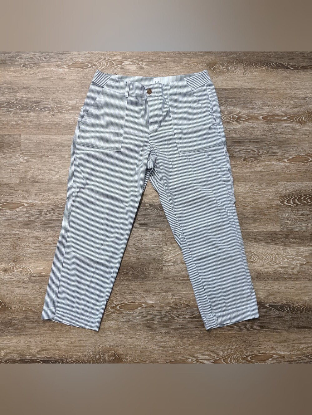 GAP Cotton Blue Striped Girlfriend Khaki Pants Size 14